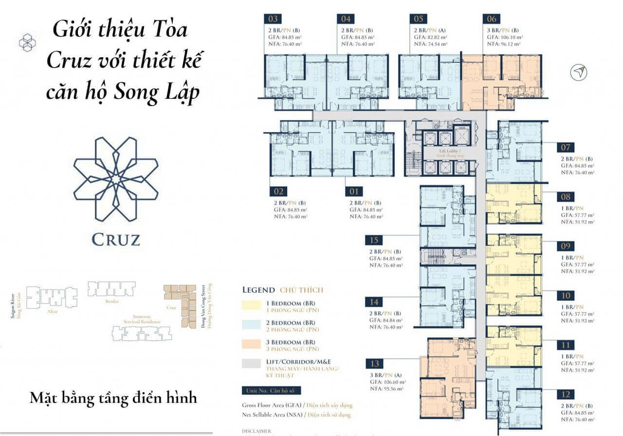 hình mặt bằng điển hình tòa Cruz Feliz En Vista